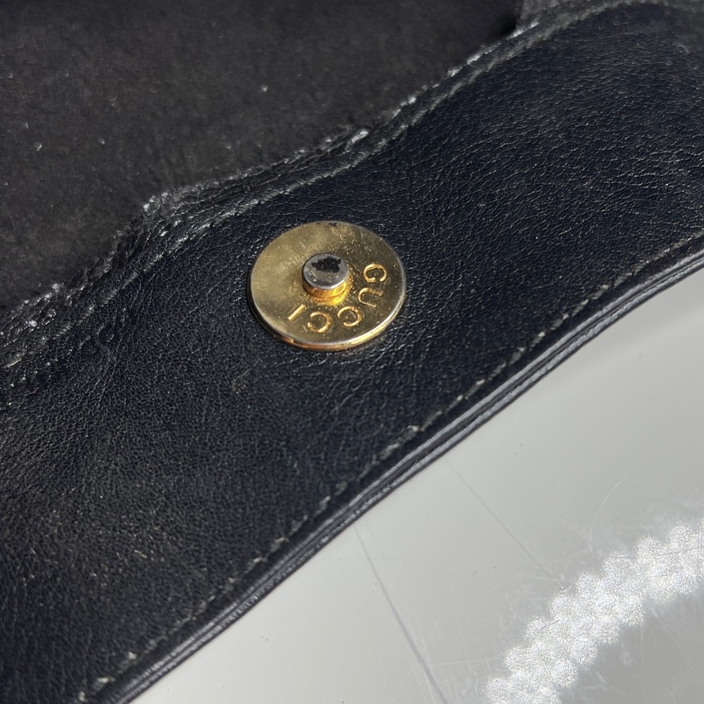 Gucci Black Leather Curved Bamboo Handle Leather Strap Crossbody Bag - Picture 9 of 11